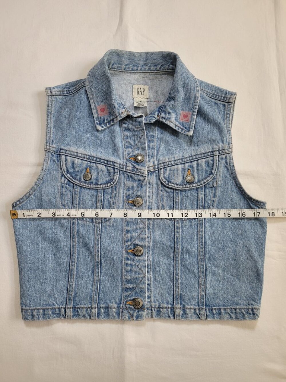 Gap Western Denim Vest Medium Wash Sleeveless Trucker Jean Jacket Festival M - Picture 4 of 8
